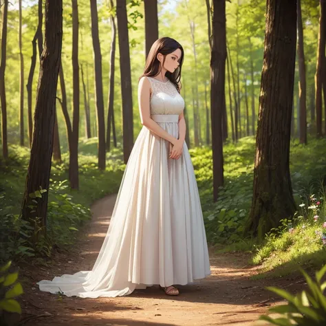 Long dress, woman, woods, beautiful