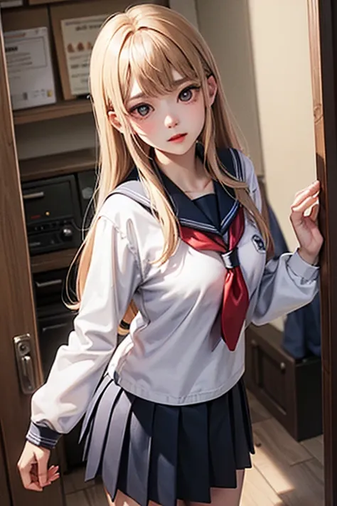 (sfw) a troublemaking college student, with a cold expression, long silky hair, black eyes, medium breasts, korean standard coll...