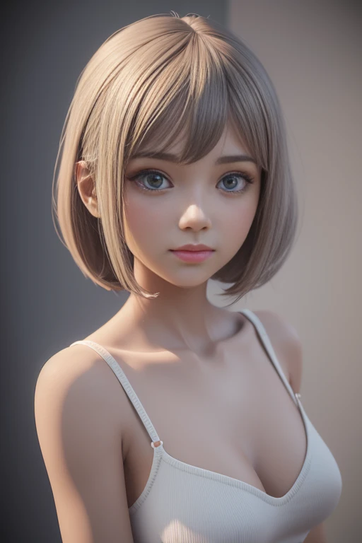 Delicate 3D PVC model of cute young girl, looking at viewer, soft smooth lighting, with soft pastel colors, 3d icon clay render, 120mm lens, 3d blender render, trending on polycount, modular constructivism