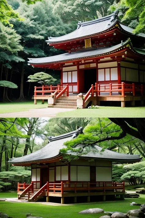 A Japan temple in the middle of the forest,