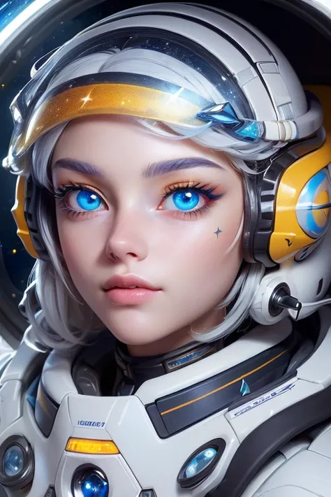 (A higher-quality masterpiece in close-up:1.5)0.9], (Espace et astronaute:1.2) (messy silver hair:1.1) (yellow eyes with heterochromia and blue eyes:1.2) (Casque spatial:1.0) (Colorful stars in the eyes:1.0) (radiant light:1.1) (big lips:0.9)