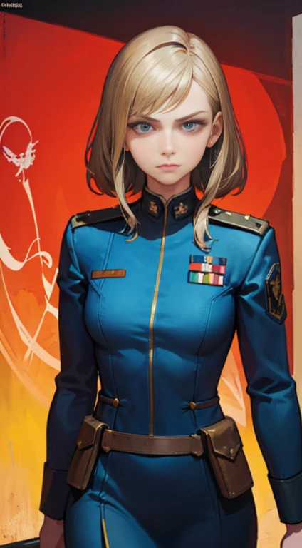 Movie Cover Image,Like a Real Person,Polite Dress,War War Fighter Action Cover Image),(Movie Reference Foundation : 1.8 ),Realistic,White Air Force General Uniform,(Realistic Face Resolution),Cinematic Poses,,Skinny,Small,1 Woman with Dark Blonde Hair,Seri...