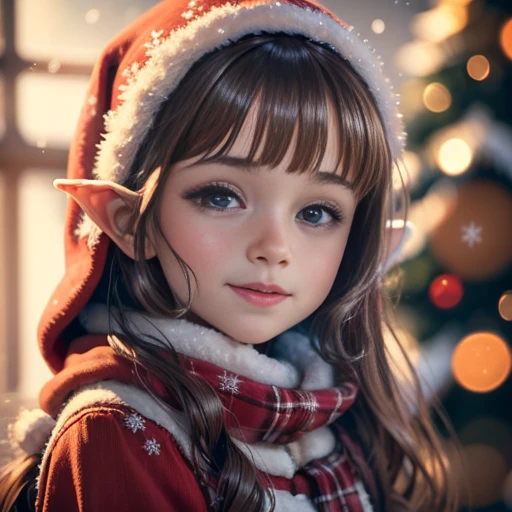 (best quality,highres:1.2),ultra-detailed,realistic,portrait,illustration, Christmas theme,elves,kids,10 years old,festive clothing,playing in the snow,joyful expressions,winter wonderland background,vivid colors,warm sunlight,sparkling snowflakes,variatio...