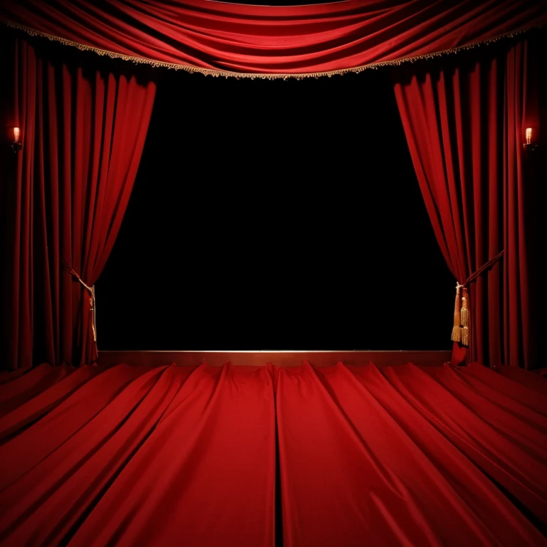 darkly，scarlet curtain，theater，waxy candleire glow（line art）（Color shock）