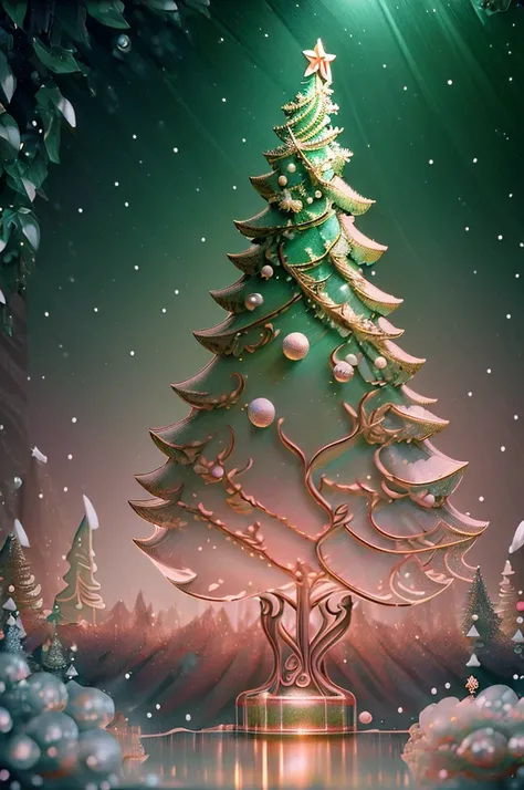 Christmas tree drawing, Christmas ball decorations, Beautiful landscape, vector art, many details, Refined sensuality, Realistic, hiquality, work of art, hyper-detailed, Professional, filigree, hyper realisitc, Professionally thought out details, Transpare...