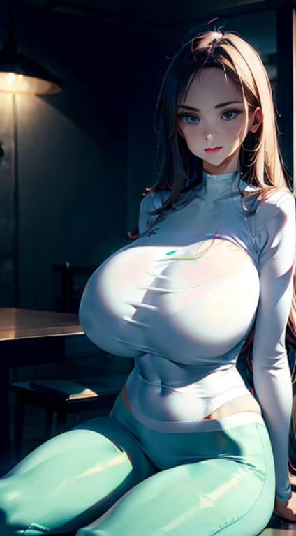 Best quality, (Photorealistic:1.2), Hyper-Resolution, Three women，long whitr hair，long leges，Ultra-realistic 8K CG，Flawless face，flawless perfection，full bodyesbian，latex  bodysuit，huge tit，Huge breasts，A sagging breast，long leges，Slim，being thin，tightsuit...