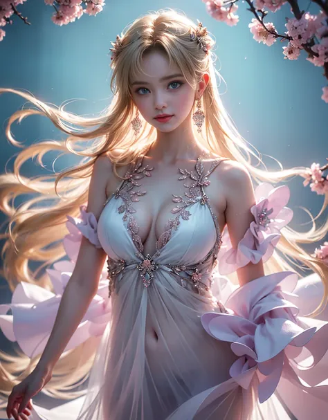 tmasterpiece，Highest image quality，super detailing，Best quality at best ,Extremely Delicately Beautiful, Very meticulous,Best quality at best, offcial art, extremely detaild的 CG unified 8k wallpapers, portrait photo of, The most beautiful look，blond hair b...