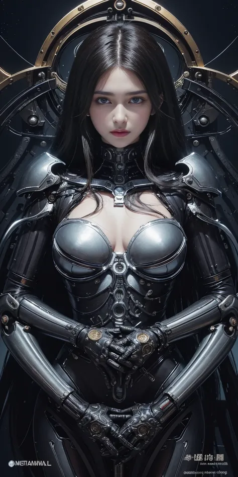 quality, tmasterpiece, Ultra High resolution, ((realisticlying: 1.4), raw Photo, 1 Cyberpunk Girl, Glossy glossy skin, 1 mechanical girl, (Ultra realistic Details)), Mechanical limb, Tubes attached to mechanical parts, Mechanical vertebrae attached to the ...