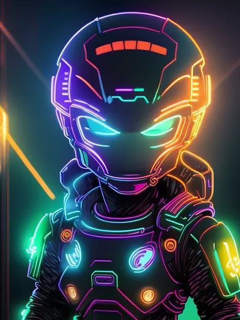 snowapocalypse portrait of super cute Alien, dark light, neon signs, haunting atmosphere, digital art , intricate, 8k resolution, super high quality,