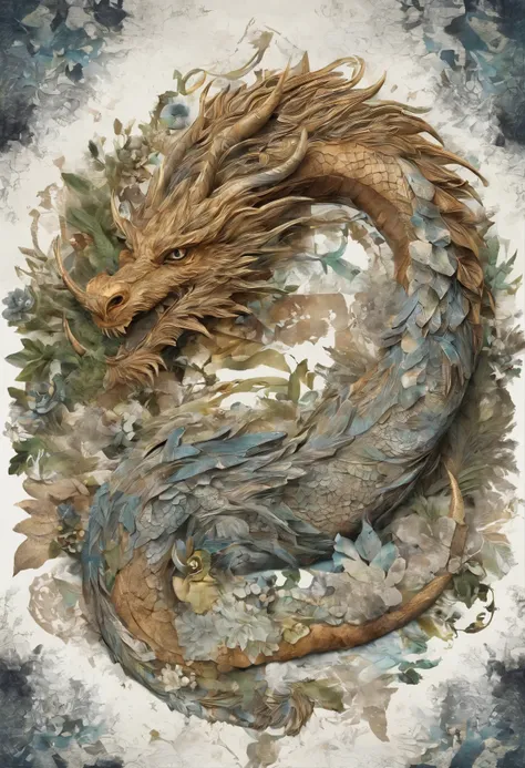 The dragon sleeps in the forest., Curled up in a kolashik,lying on its stomach, head lying in the snow