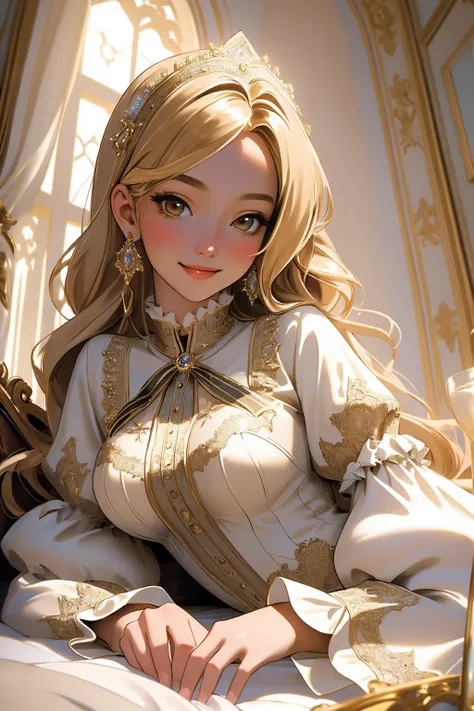 (Masterpiece - Ultra-Detailed, High Resolution) Prepare to be enchanted by a true masterpiece that combines ultra-detailed art with high-resolution rendering. This work shows a mesmerizing girl with long blonde hair (1.3) and captivating light brown eyes (...