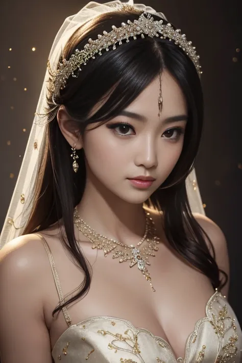 best quality, masterpiece, highres, 1girl,china wedding  dress,hair ornament,necklace, jewelry,Beautiful face,upon_body, tyndall effect,photorealistic, dark studio, rim lighting, two tone lighting,(high detailed skin:1.2), 8k uhd, dslr, soft lighting, high...