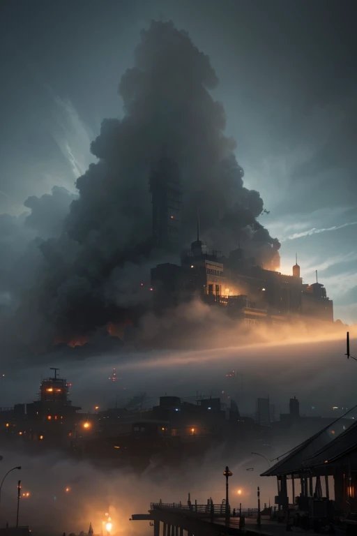 dieselpunk,   (atmospheric volumetric fog:1.1), (masterpiece:1.4) (illustration:1.2) (best quality:1.4) (8k) (HDR) (wallpaper) (cinematic lighting) (sharp focus) (intricate)