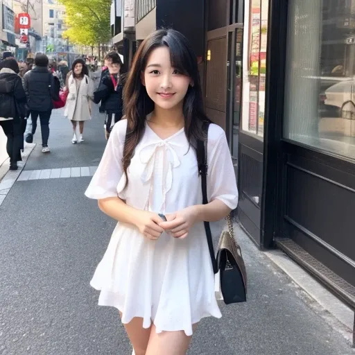 Cute Beautiful Girl、In the street、A clear day、Full body like、校服