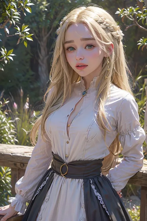 Emilia Clarke como rapunzel, senos grandes , cabello blanco, pechos enormes , cuerpo hermoso, la mejor calidad 8k HD, ultra detallado , obra maestra