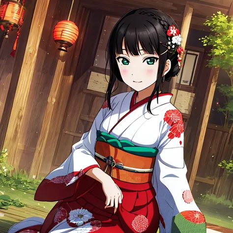 {Best Quality}, {very aesthetic}, {Ultra-detailed}, {Best Illustration}, japanese kimono, A dark-haired