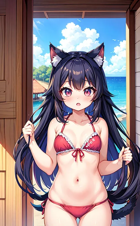 animemanga girl in a bikini with a cat ears and tail, seductive animemanga girl, anime goddess, smooth anime cg art, beautiful attractive anime woman, (animemanga girl), beautiful animemanga girl, Anime visuals of a cute girl, Anime cute art style, attract...