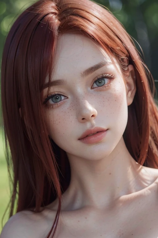 woman,red hair,freckles,green eyes,beautiful detailed eyes,beautiful detailed lips,extremely detailed eyes and face,longeyelashes,(best quality,4k,8k,highres,masterpiece:1.2),ultra-detailed,(realistic,photorealistic,photo-realistic:1.37),oil painting,soft ...