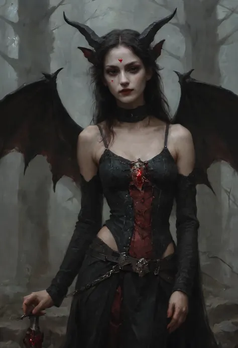 succubus , female , schwarze harre, sexy , dark atmosphere, bloody whole body, halb mensch , halb teufel , ziegen beine , sexuel...