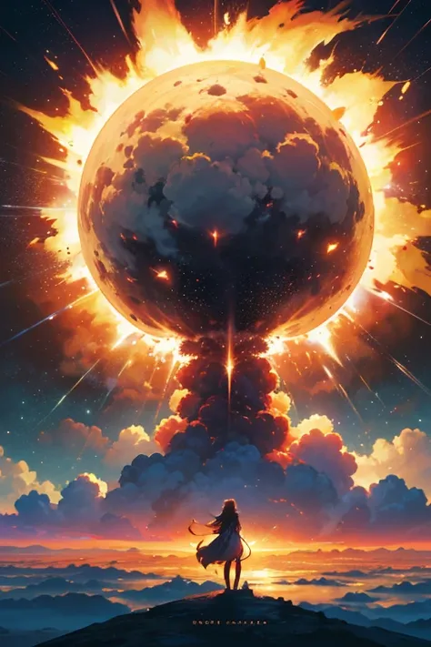 (best quality,4k,8k,highres,masterpiece:1.2),ultra-detailed,(realistic,photorealistic,photo-realistic:1.37),explosion,smoke rising,Akiras explosion,Ghibli Studio animation stills,giant explosions everywhere,explosion in the background,explosions!,Howls Mov...