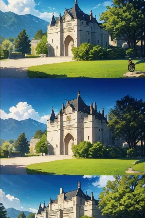 Scene with a horse and rider in front of the castle, black clover screenshot, screenshot from the anime film, Today’s recommended anime is still, castle scene manga, Screenshot of the 2012 animation, anime scene, TV animation stills, anime movie screenshot...