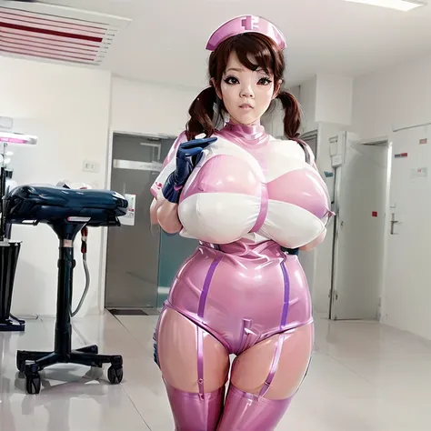 nurse uniform,hospital, latex nurse suit,nurses,busty,elbow gloves,labcoat,silverhair woman,pink eyes , gigantic boobs ,medical instruments,asian nurse,two nurses,speculum,examination room,oversize boobs, ,big ass ,strap on, lay on table ,legs spreaded,giv...