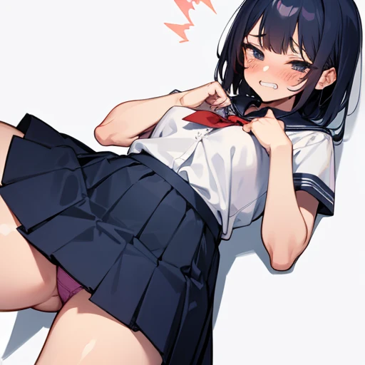 lift up skirt school girls panties fucked silly clenched teeth furrowed brow on back ahegao