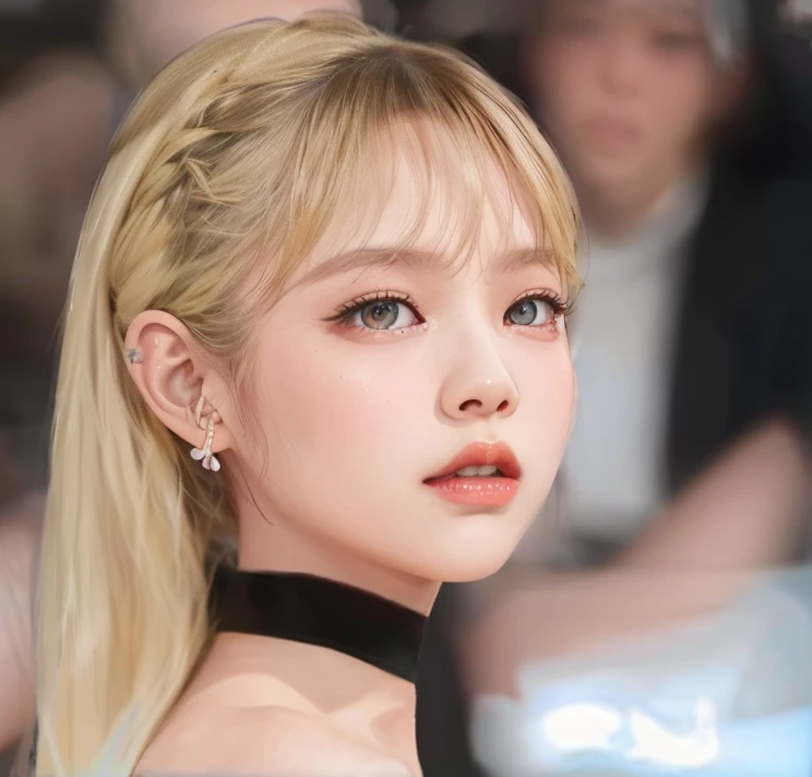 a close up of a woman with a ponytail and a choke, lalisa manobal, lalisa manoban of blackpink, roseanne park of blackpink, cl, ...