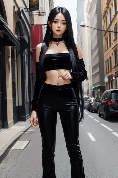 Queen Mistress Velvet pants Black straight long hair