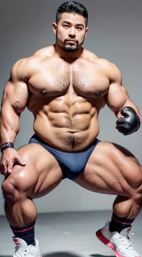 of a man，male people，Muscle wrestler，Muscular，Stout wrestler，jpn，Uncles，45岁Middle age男子，Short hair details，Wrestling boots，athletic sneakers，Show off your toned body，Panorama characters，white colors，，aged 40，short mustache,Middle age，tattoo fingerless glov...