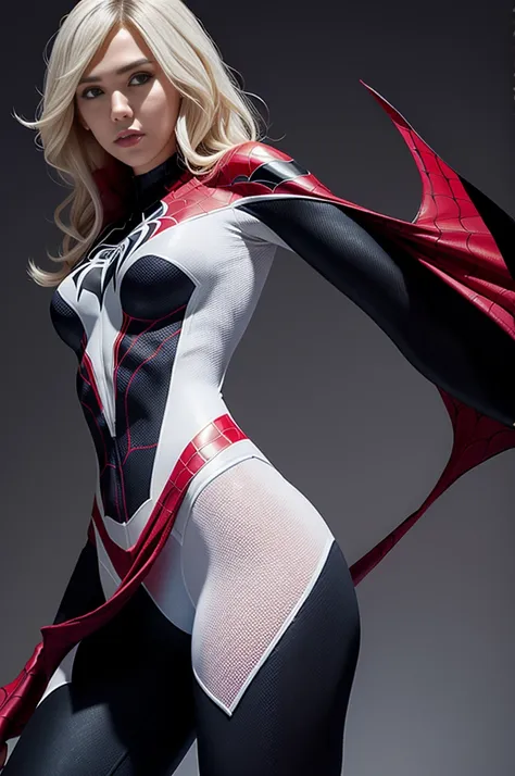 spider gwen, hot, partial , hightquality, dynamic poses, beautiful, gorgeous, in love,short suit, spider in a suit, white black ...