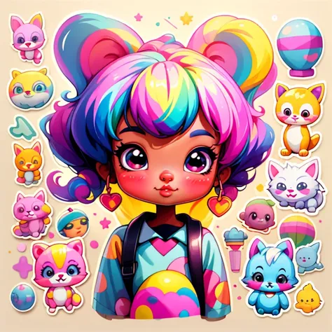 a cartoon girl, playground, african american, super cute funky black girl, portrait of a lisa frank, cute detailed digital art, cute digital art, cartoon artstyle, cartoon art style, colorfull illustration, advanced digital chibi art, cartoon style illustr...