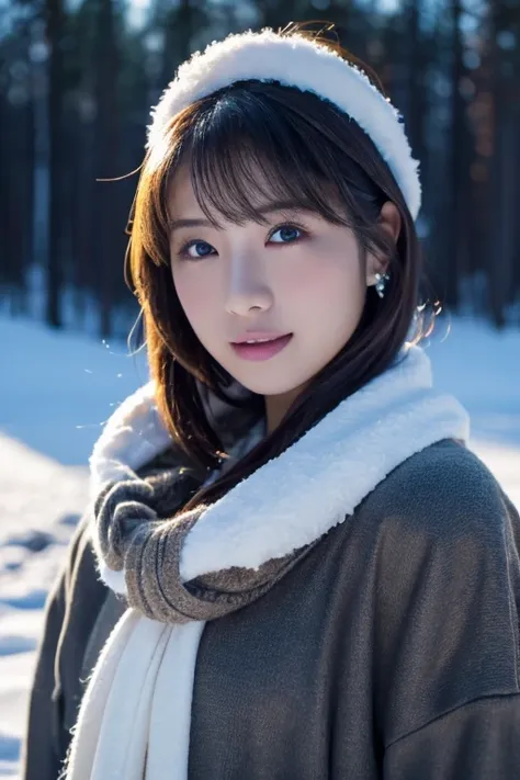 1girl in, (winter clothes:1.2), japanese beautiful actress, 
photogenic, snow princess, long eyelashes, snowflake earrings,
(raw...