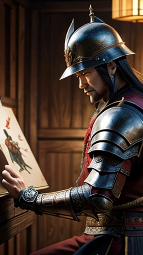 oriental、man in ancient chinese armor、Ancient Chinese man wearing a leather helmet、a simple man、three kingdom、multiple warlords、top-quality、​masterpiece、超A high resolution、(Photorealsitic:1.4)、Game Posters、Clear and beautiful image quality、