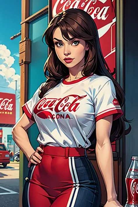 Woman, coca-cola clothes