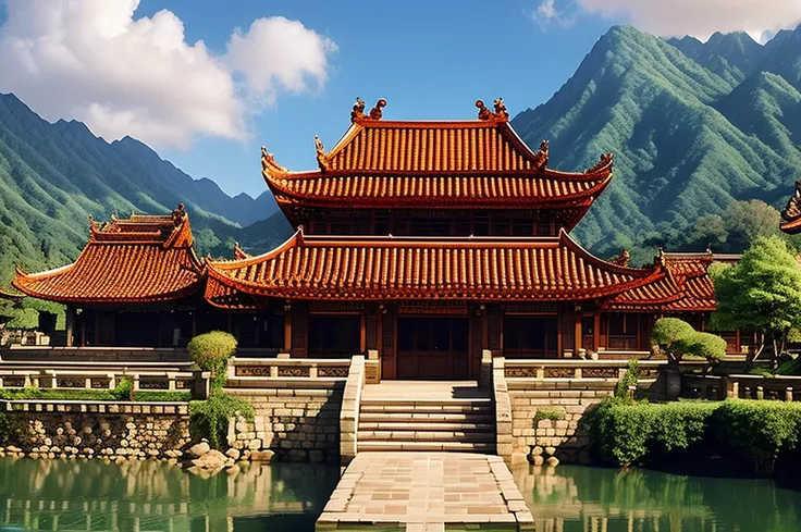 zhongyuan architecture，tang dynasty，college，green mountains and green water