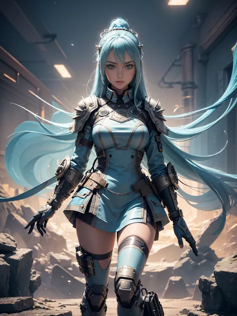 ((Best quality)), ((masterpiece)), (detailed:1.4), 3D, an image of a beautiful cyberpunk female, straight long hair, Ice Blue hair, beautiful blue eyes, dutch angle, HDR (High Dynamic Range),Ray Tracing,NVIDIA RTX,Super-Resolution,Unreal 5,Subsurface scatt...