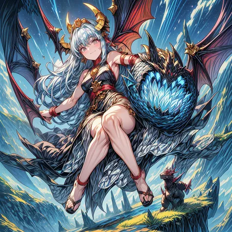 NSFW,Ten Commandments of Moses, the Endless of the Dragon Wars, masterpiece, high-contrast, High-quality, High-resolution, Realistic style, (Diagonal angle looking up from below,:1.4) featuring a rising dragon and a cute beautiful woman with small and flat...