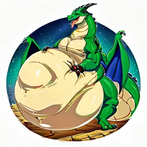 dark green male dragon、old dragon、Legendary creatures、Giant Monsters、mountain of fat、The body is buried due to fat、The stomach is triangular、、Extreme obesity、very thick fat、my stomach is on the ground、Stomach like a giant balance ball、anime style detailed ...