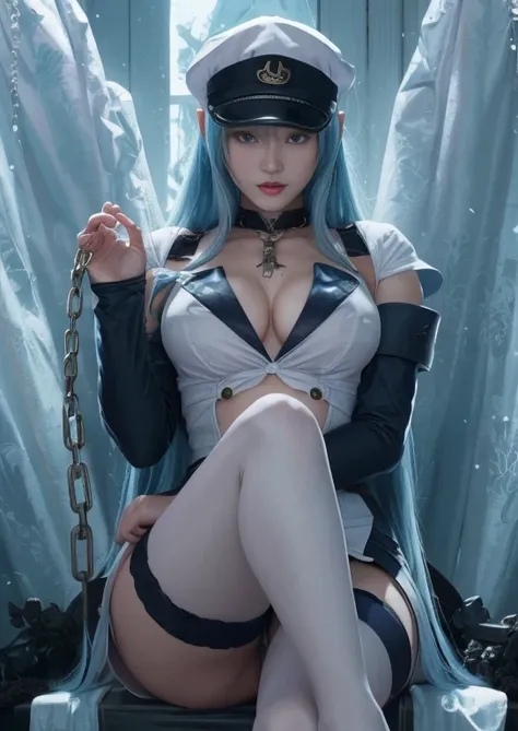 girl in a sailor outfit sitting on a chain, extremely detailed artgerm, artgerm on artstation pixiv,  sorceress, style artgerm, ig model | artgerm, v from devil may cry as an elf, ashe, in style of artgerm, artgerm style, artgerm lau,  queen