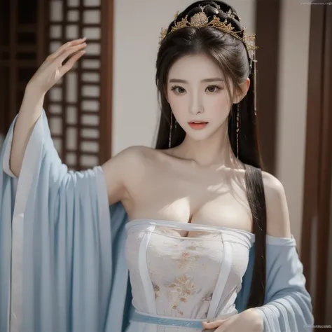 A beautiful young asian princess who seems to be around the age of 18-19, she exudes a charming yet domineering aura, she has a phoenix like eyes, shes wearing a cheongsam dress yet her curvaceous figure cannot be hidden underneath her clothing, a golden t...