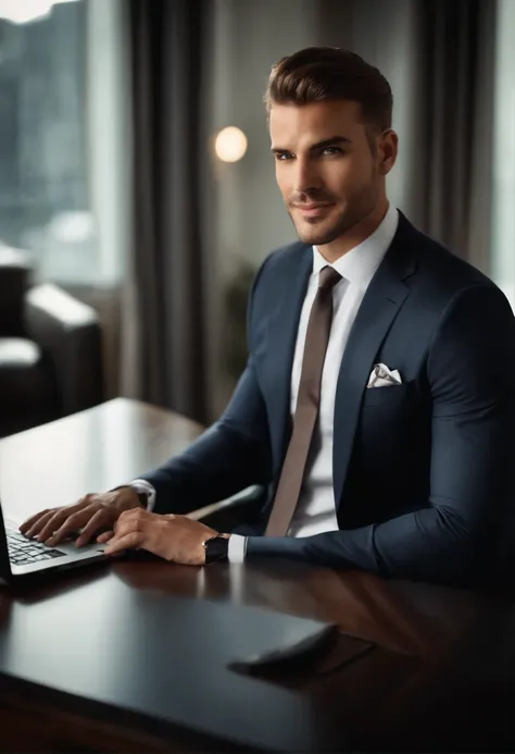 (man in business suit,professional,confident,focused,eye contact,engaged,sharp focus),(photorealistic,highres,professional),(studio lighting,crisp and clear image),(background:office or corporate setting),(neat and tidy,modern,organized),(luxurious leather...