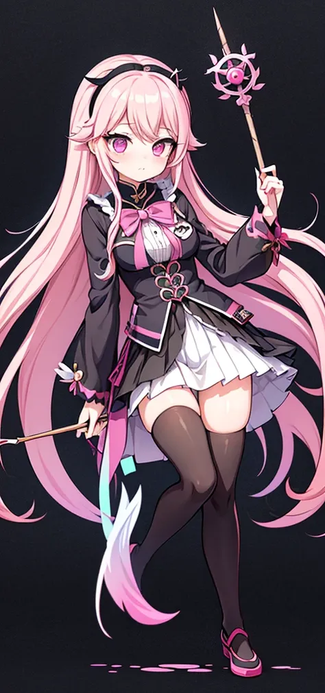 a close up of a person holding a wand and a stick, gapmoe yandere grimdark, style of magical girl, yandere. tall, gapmoe yandere, full body adoptable, 1 7 - year - old anime goth girl, junko enoshima from danganronpa, fashionable dark witch, !!full body po...