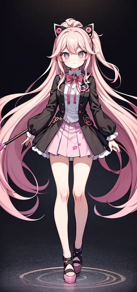 a close up of a person holding a wand and a stick, gapmoe yandere grimdark, style of magical girl, yandere. tall, gapmoe yandere, full body adoptable, 1 7 - year - old anime goth girl, junko enoshima from danganronpa, fashionable dark witch, !!full body po...