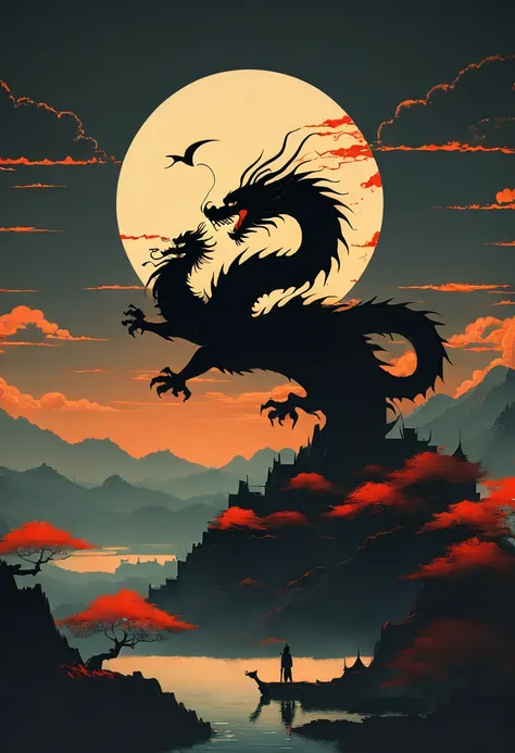 Silhouette Art of Chinese dragon, by Sam Toft and Alena Aenami, enhance, intricate, (best quality, masterpiece, Representative work, official art, Professional, unity 8k wallpaper:1.3)

