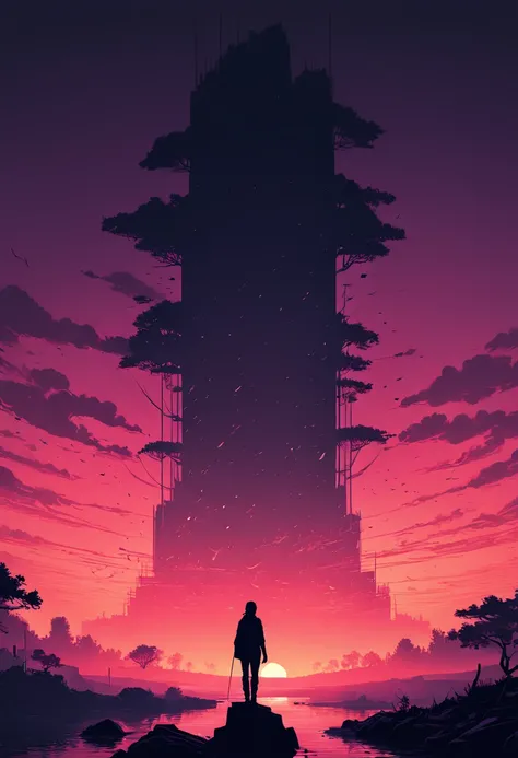 Silhouette Art, black outlines, by Alena Aenami and greg rutkowski, enhance, intricate, (best quality, masterpiece, Representative work, official art, Professional, unity 8k wallpaper:1.3)