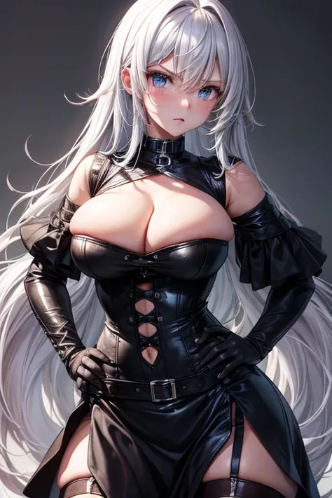 Angry Face, BDSM,slave,Rubber,Black Corset,Bondage,Collar,NSFW,((Best Quality, 8k, Masterpiece:1.3))), Crisp Focus: 1.2、(Layer Cut, Big:1.2),Beautiful Woman with Perfect Figure: 1.4、Slender Abs:1.2、Wet Body:1.5、Highly Detailed Face and Skin Texture、Detaile...