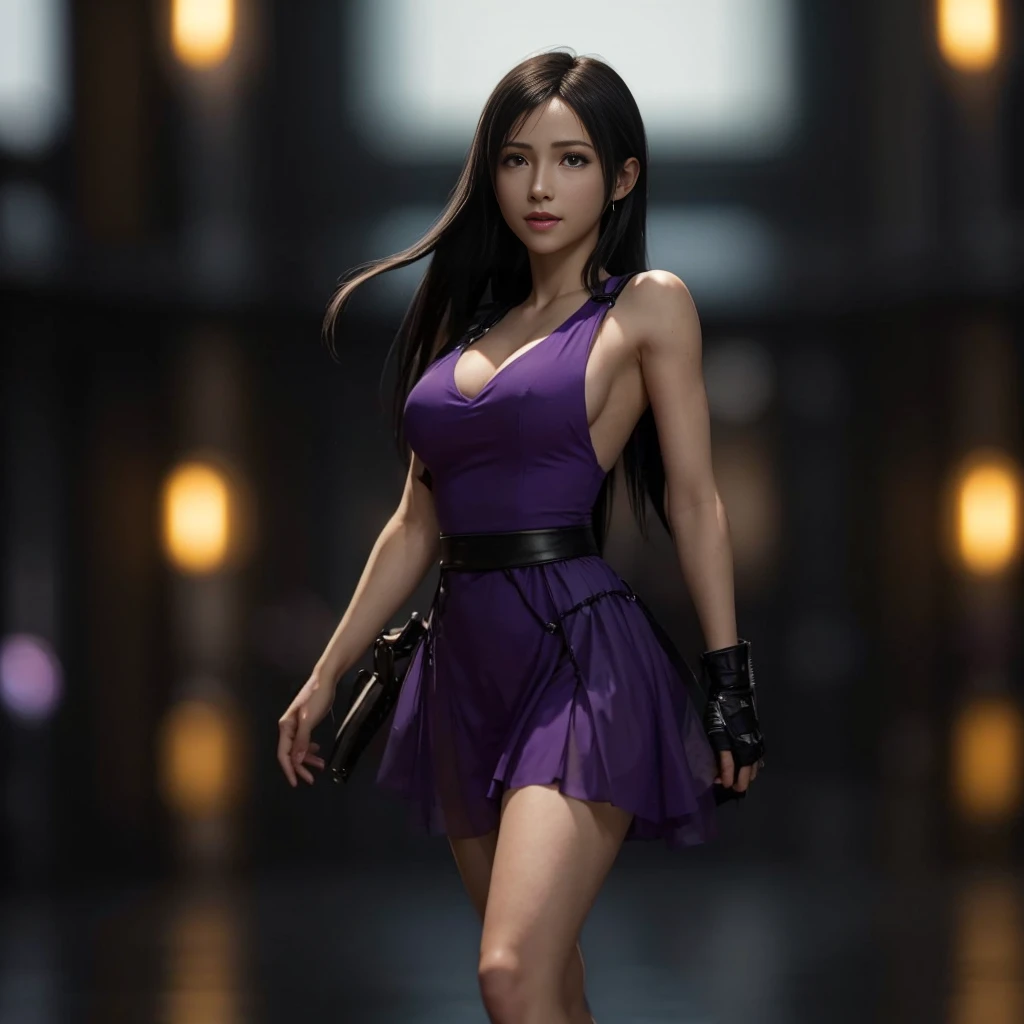 (best quality,ultra-detalhado),(Realistic:1.37), "Tifa Lockhart", Rosto bonito e detalhado, maquiagem preta nos olhos, textura ultra realista, rosto delicado, sorriso fofo