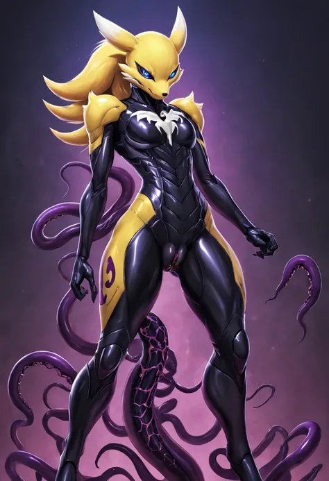 renamon，fused bodies，fullbodysuit，asuka suit，vaginal，femele，full body concept，symbiote，dick tentacle armor，Zodiac Girl，connected to the machine，evil suit，gynoid，Sexaroid，tentaclesfused bodies，豹，venom