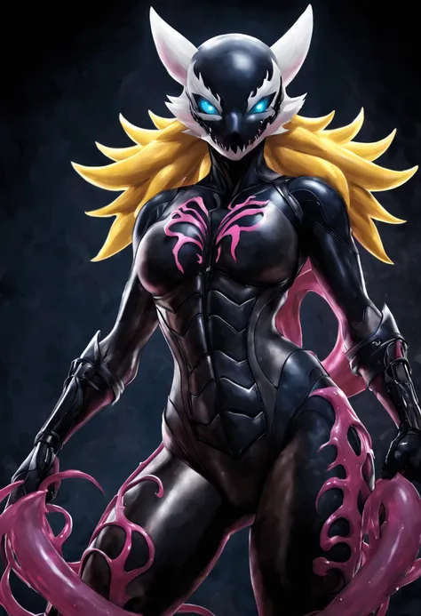 female dragon fusion，Wear tentacle armor，symbiote girl，Venom，evil depravity，sexaloid，gynoid，whole body concept，slime suit，Full body tight suit，scale pattern，full body painting，carnage，renamon suit，vagina，Tentacle suit，living body，vaginaに挿入された触手，taken in by...